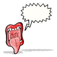 cartoon shouting mouth with sticking out tongue