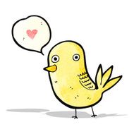 cute cartoon bird with love heart and speech bubble