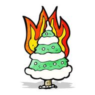 burning christmas tree cartoon