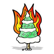 burning christmas tree cartoon N2