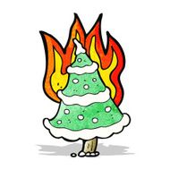 burning christmas tree cartoon N3
