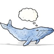 cartoon whale with thought bubble N42