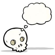 cartoon skull with thought bubble N48