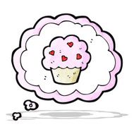 cartoon cupcake in thought bubble symbol N2