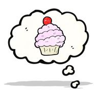 cartoon cupcake in thought bubble symbol N3