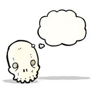 cartoon skull with thought bubble N49