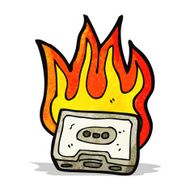 burning cassette tape cartoon