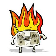 burning radio cassette player cartoon N2