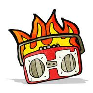 burning radio cassette player cartoon N5
