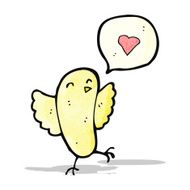 cartoon bird with love heart