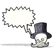 cartoon skull with mustache N12