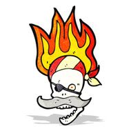 cartoon flaming pirate skull