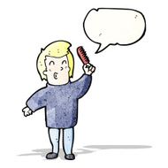 cartoon man combing hair N10