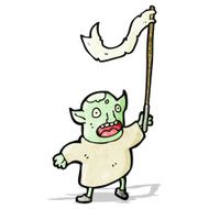 cartoon goblin waving flag