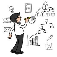 Man drawing organization chart