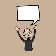 Bald man and speech balloon