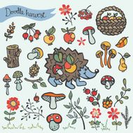 Doodle hedgehog berries mushrooms wood flowers N2