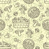 Doodle outline seamless pattern Autumn harvest vector N2