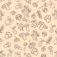 Doodle seamless pattern Autumn harvest outline vector N2