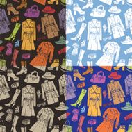 Fashion wear seamless pattern set Autumn woman clothes