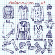 Outline Sketchy notepaper Females knitted clothing set