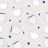 Breakfast tea cup seamless pattern hand drawn