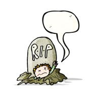 child's drawing of a zombie rising from grave