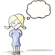 cartoon blond girl thinking