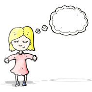 cartoon blond girl thinking N2