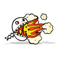 fire breathing skull cartoon