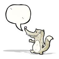 cartoon wolf with speech bubble N34
