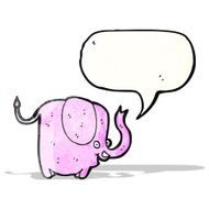 pink elephant with speech bubble cartoon