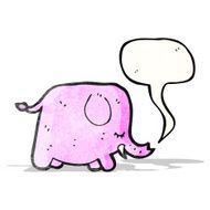 pink elephant with speech bubble cartoon N2