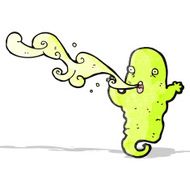 cartoon ghost spitting slime