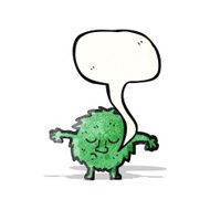 furry green creature with speech bubble