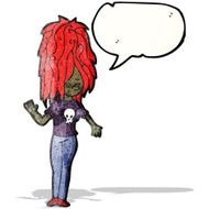 cartoon punk girl with speech bubble