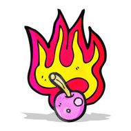 cartoon flaming cherry