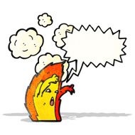 flame cartoon character with speech bubble
