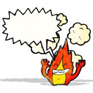 flame cartoon character with speech bubble N2