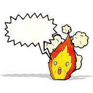 flame cartoon character with speech bubble N5