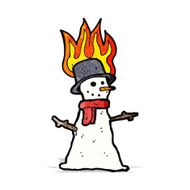 cartoon snowman on fire