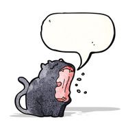 funny cartoon black cat with speech bubble