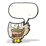 Cartoon owl with speech bubble N86