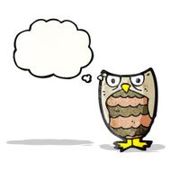 cartoon owl with thought bubble N75