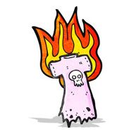 burning skull tee cartoon