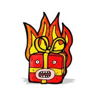 flaming present cartoon