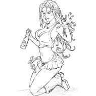 cartoon rock girl with beer
