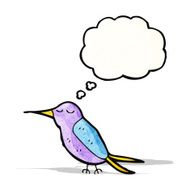 cartoon hummingbird with thought bubble