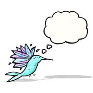 cartoon hummingbird with thought bubble N3