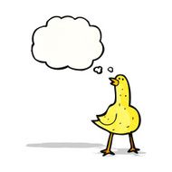 bird with thought bubble cartoon